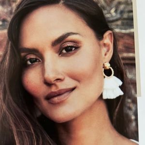 For Love & Lemons Fringe Earrings NWT White & Gold